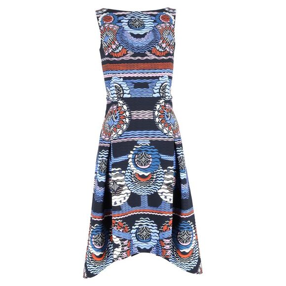 Peter Pilotto Printed Midi Flared Dress in Multicolor Polyester